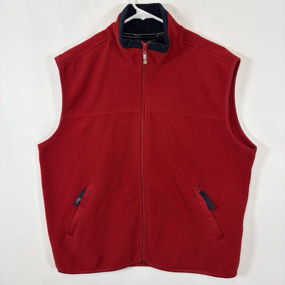 Ashworth Waether Systems Full Zip Fleece Vest Mens XL Red Zipper Pockets Golf